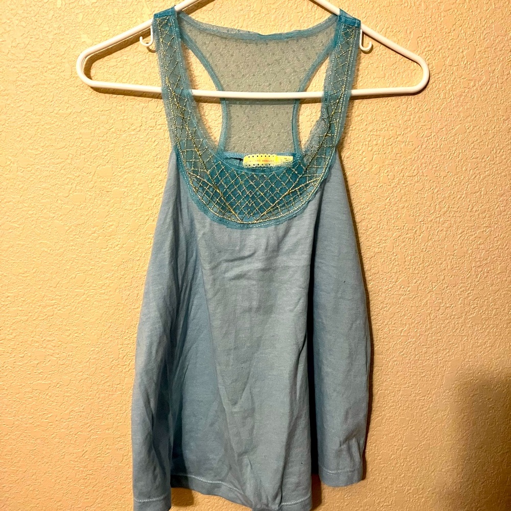 Blue Lace Racerback Tank